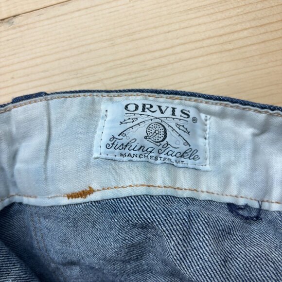 Vintage Orvis Jeans Mens 34x30 Blue Denim Upland Hunting Fishing Talon Zipper - Picture 7 of 10